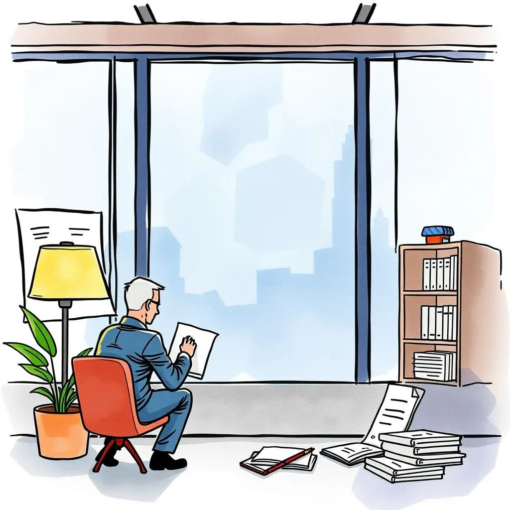 Report review assistant: Streamline internal review notes for financial statements 1 Person reviewing financial documents in an office with a city view.