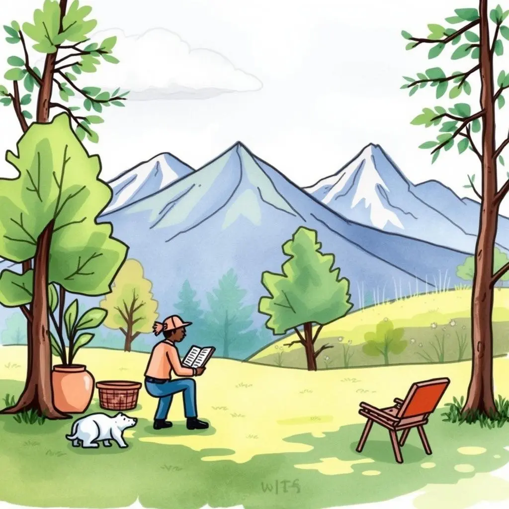 Summary insight generator: Gain insights from reviews with concise summaries 1 Person reading in nature, with mountains and trees in the background.
