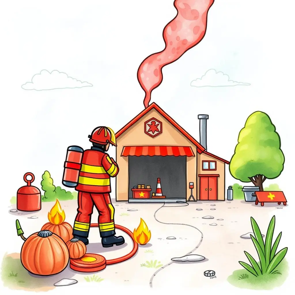 Customized fire safety training needs tool: Create tailored fire safety training needs reports 1 Customized Fire Safety Training Needs Tool illustration featuring a firefighter near a training facility
