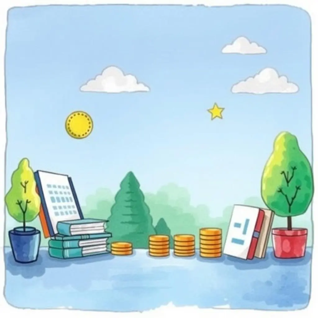 Books, coins, and plants illustrate financial management in a compliance overview context.