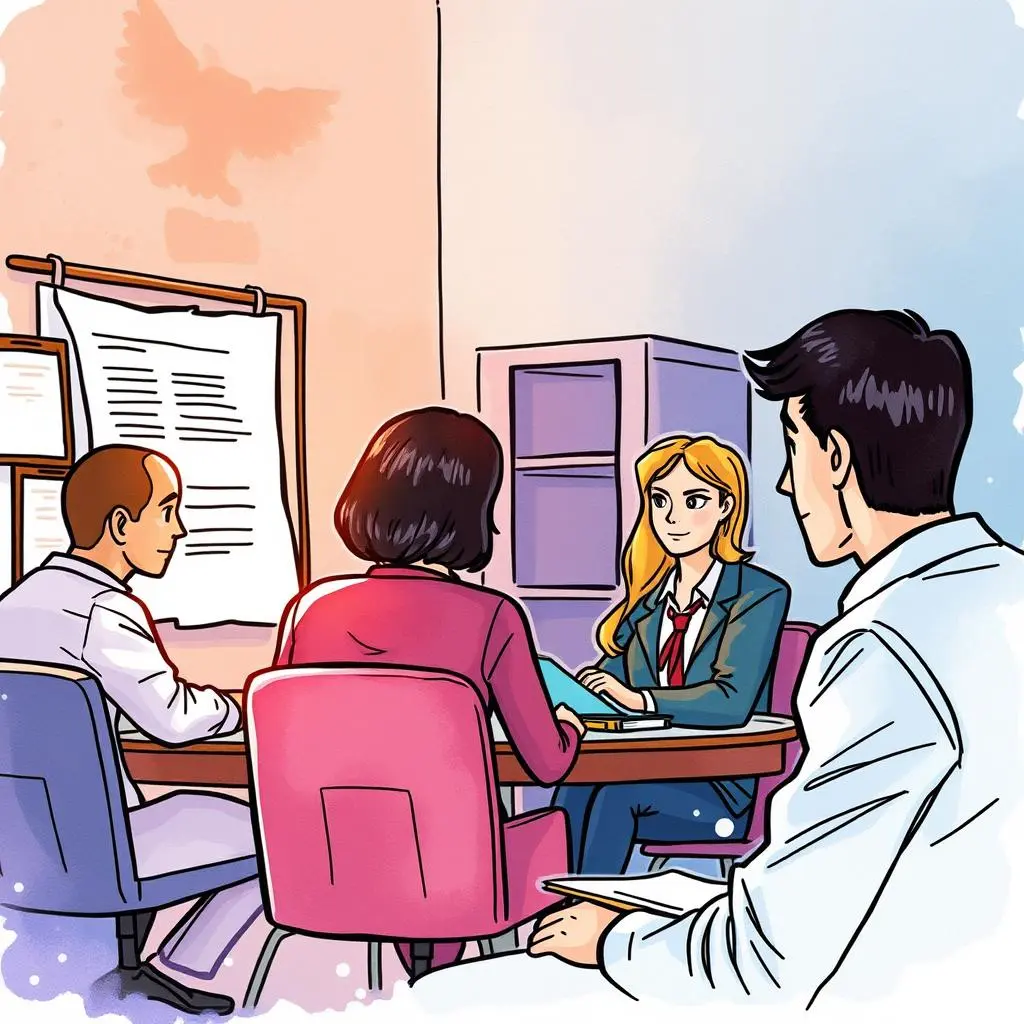 Professionals discussing grievance allegations in a collaborative office setting.