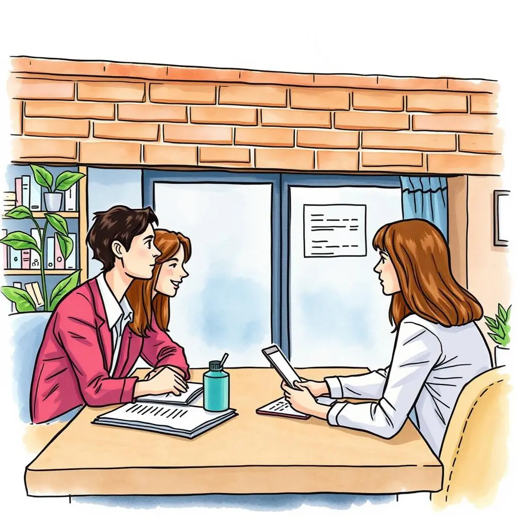 Hr investigation insights: Provide insightful narratives for HR investigations automatically 1 Two employees discuss with an hr professional in an office setting.