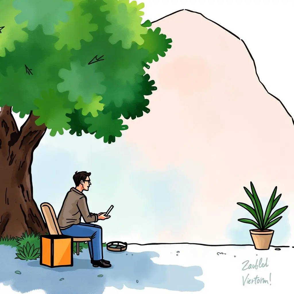 Resolution outcome report creator: Generate reports on the outcomes of handled grievances 1 A professional evaluating reports in a serene outdoor setting.