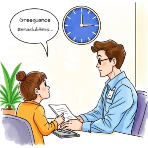 A young employee discusses grievance details with an HR officer in a professional setting.
