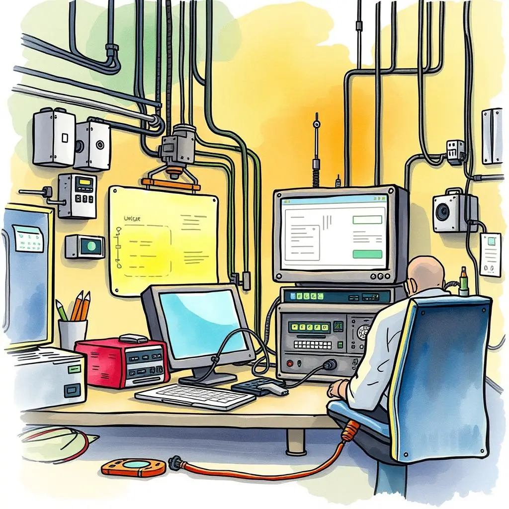 Evaluation report generator: Create comprehensive testing evaluations 1 Engineer conducting hardware evaluations at a testing workstation.