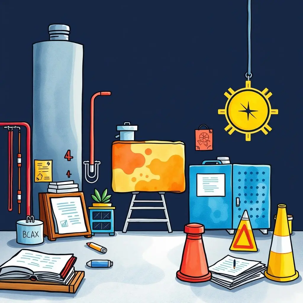 Incident report formatter: Format incident reports for safety documentation 1 Illustration of safety compliance tools and documents for incident reporting.