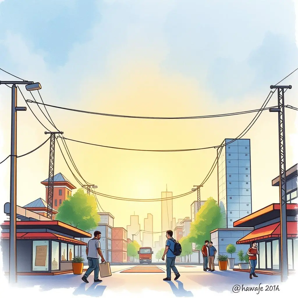 Cityscape illustration depicting resource integration with people interacting in a collaborative environment.