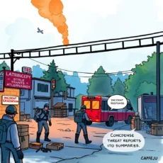 Illustration of incident response team analyzing threat reports in a dynamic environment.
