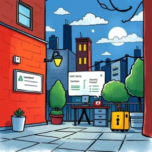 Incident follow-up reminder: Create reminders for pending incident responses 1 A vibrant urban scene showcasing a workspace designed for Incident Follow-up Reminders.