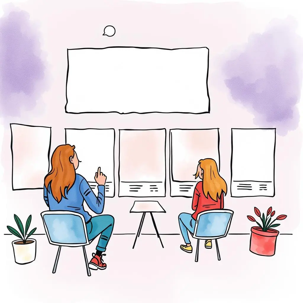 Customizable collaboration templates: Generate editable templates for influencer partnerships 1 Two marketers brainstorming customizable influencer collaboration templates in a bright office.