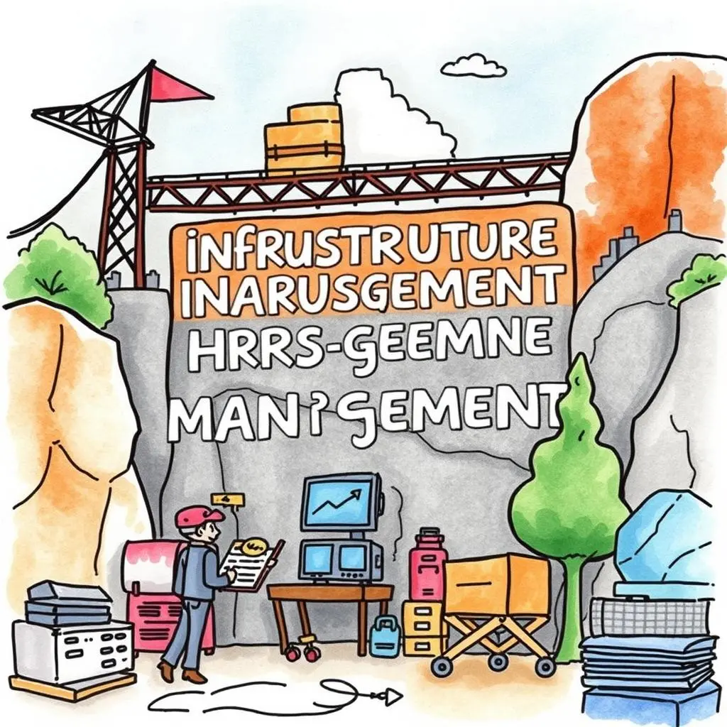 Api data aggregator: Consolidate text from different API sources 1 Infrastructure management and data analysis are illustrated in a vibrant and engaging way.
