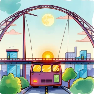 Source connector utility: Effortlessly connect and integrate text data points 5 Colorful illustration of a modern bridge symbolizing seamless data integration.
