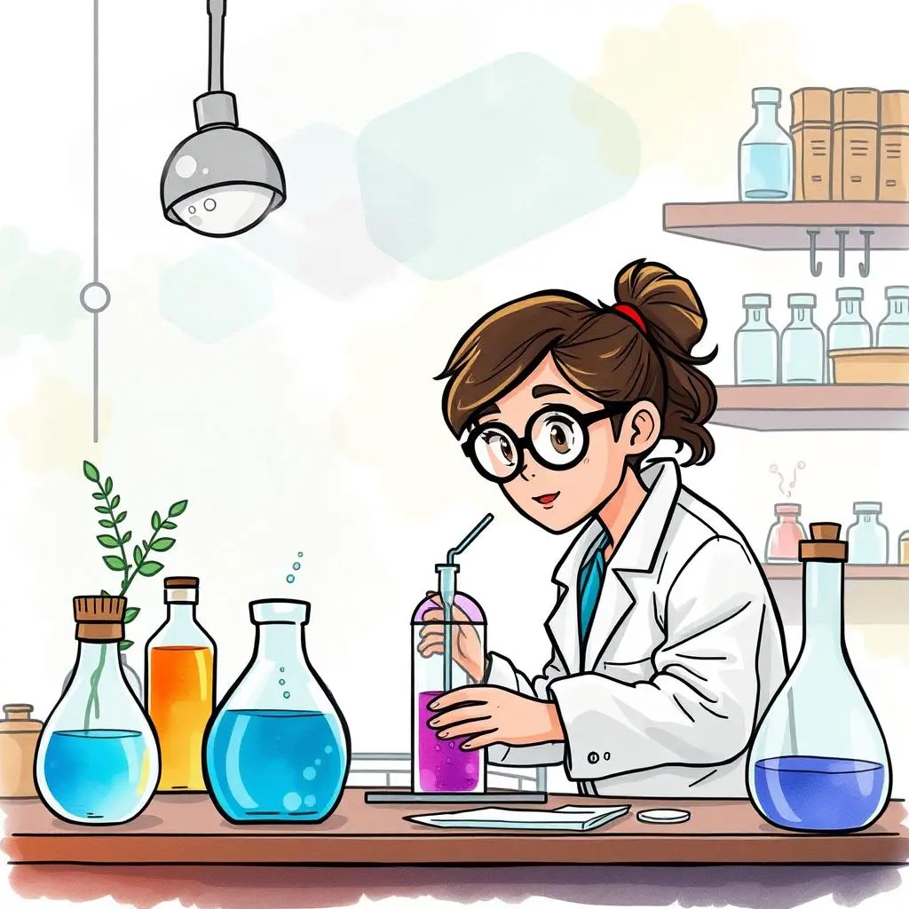 Control group planner: Design control groups for balanced experiments 1 A scientist in a lab coat conducts an experiment with colorful chemicals in various flasks.
