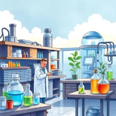 Scientist evaluating hypotheses in a modern laboratory setting.