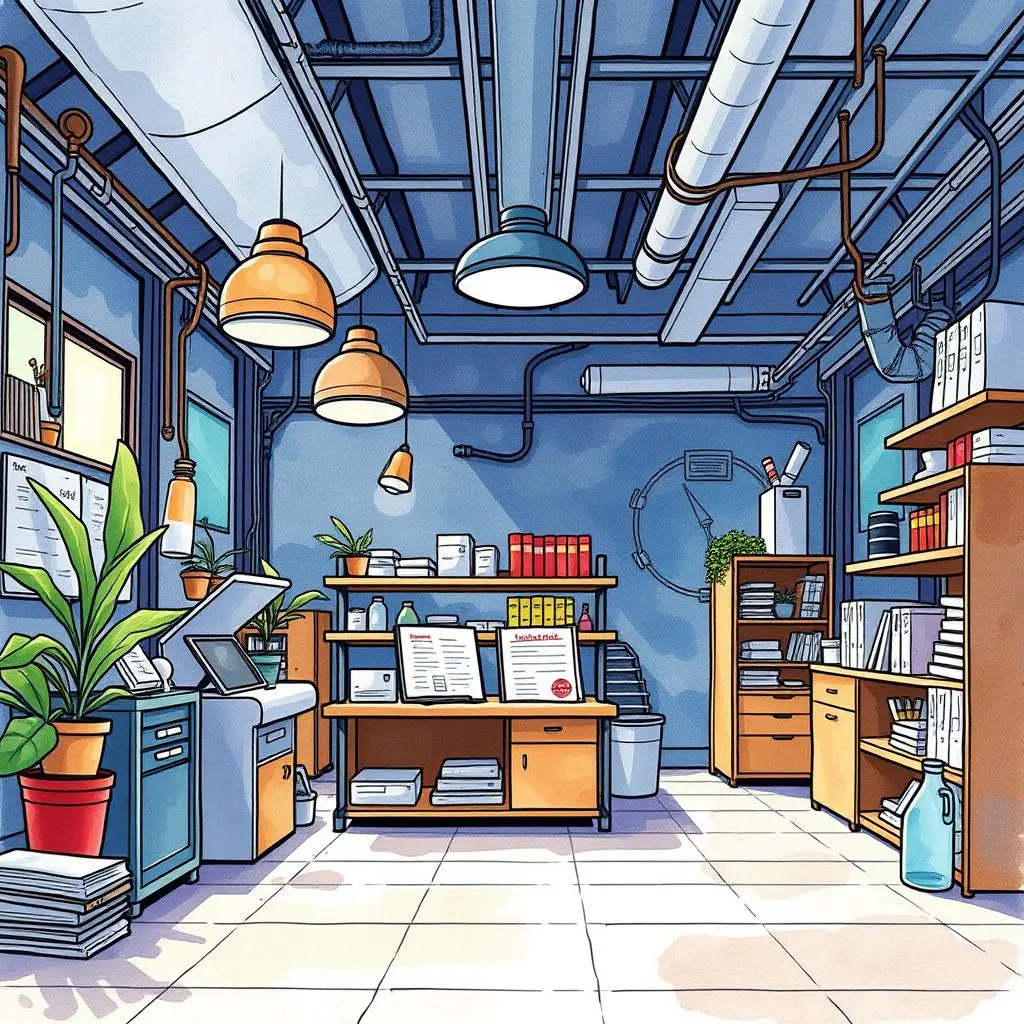Industry report summarizer: Create concise reports from industry documents 1 Office environment showcasing workspace for research and development activities related to industry reports