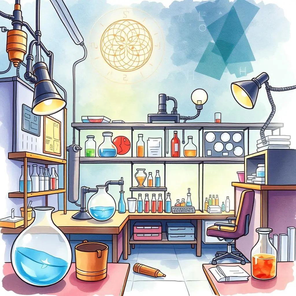 Iterative hypothesis developer: Create and iterate on hypotheses systematically 1 Beakers and lab equipment in a bright research lab showcasing innovative solutions for hypothesis development.