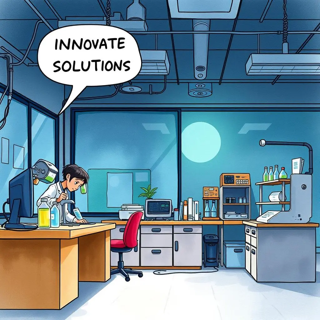 Joint research synopsis maker: Summarize combined department findings succinctly 1 A scientist in a lab focusing on innovative solutions for research and development.