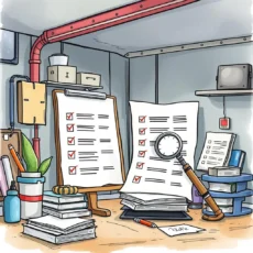Quality assurance workspace with checklists and inspection tools for checklist development