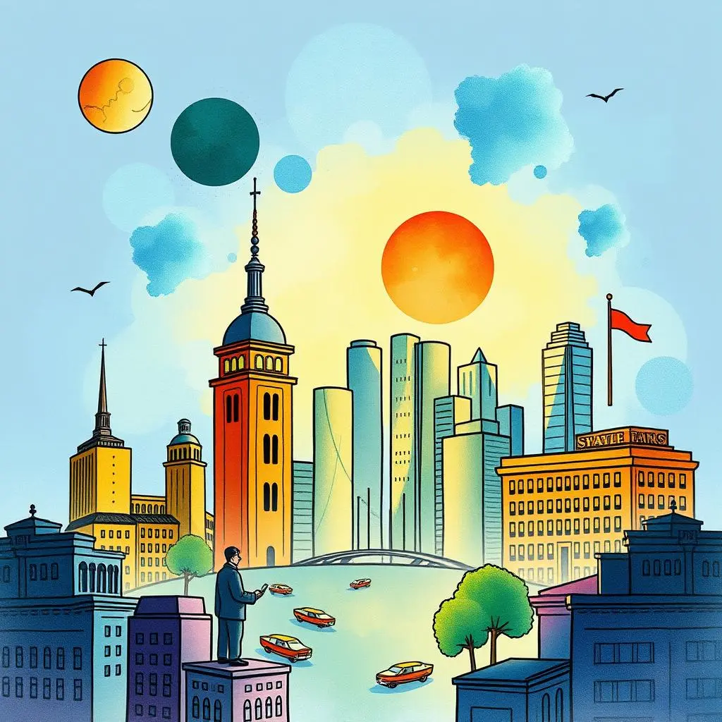 Tax revenue forecast generator: Predict future tax revenues based on data 1 Tax Revenue Forecast Generator image depicting a city with a professional pondering tax predictions.