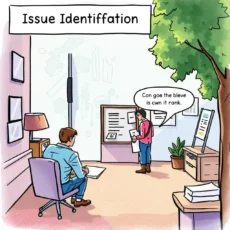 Illustration of a customer support team identifying and ranking issues.