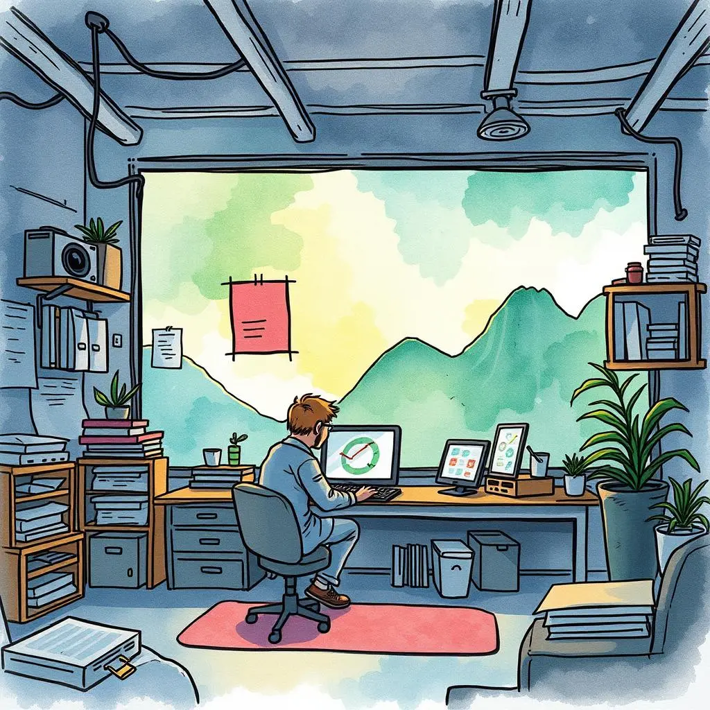 A focused individual creating support appeals at a desktop in a serene office environment.