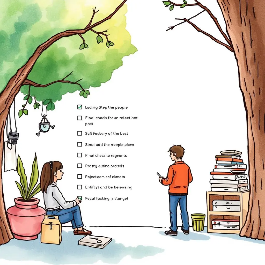 Final checklist maker: List final checks before product release 1 A person reviewing a checklist under a tree before product release.