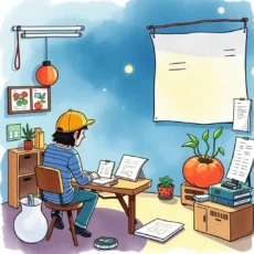 A person optimizing resource distribution in a creative r&d workspace.