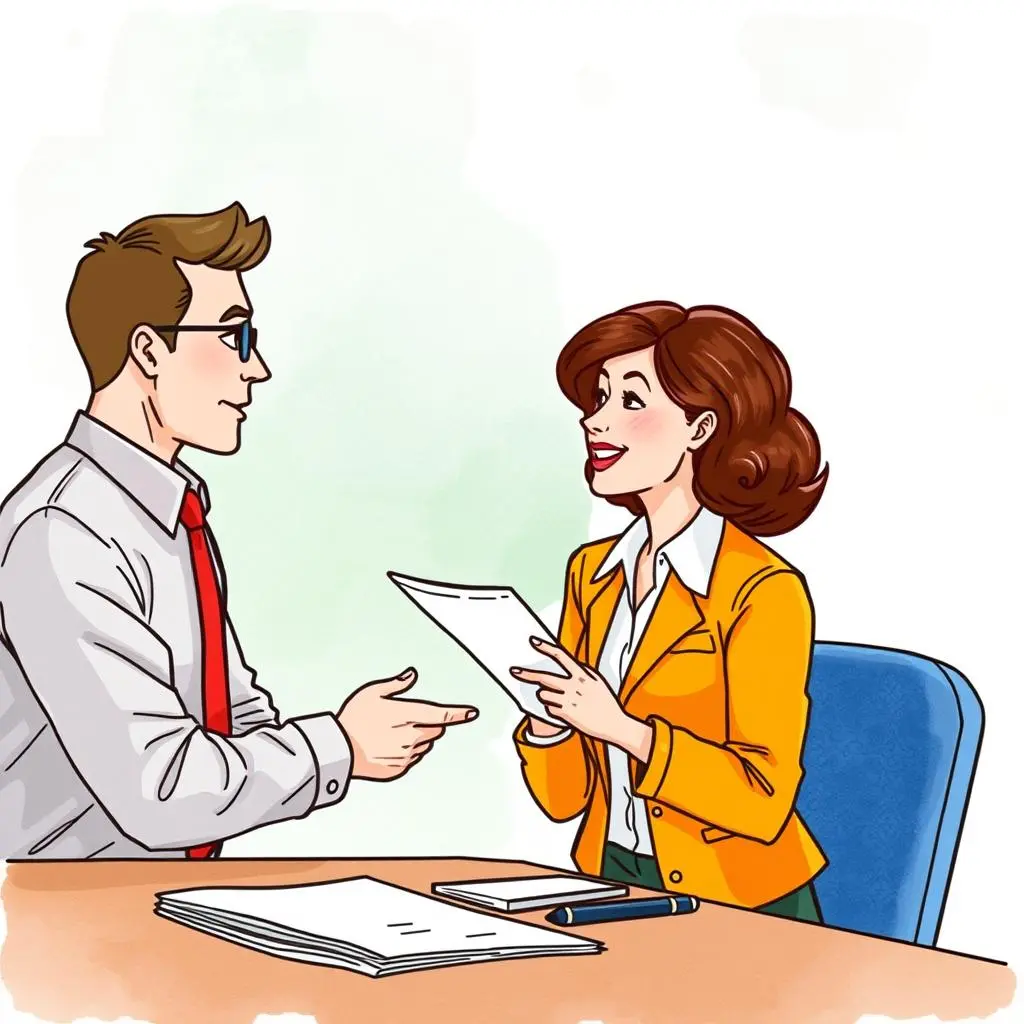 Benefits trade-off evaluator: Analyze and present benefits options for negotiations 1 Job offer negotiation discussion between a man and a woman at a table.