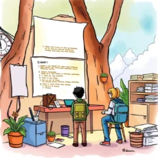 Children using a computer to formulate job posting responses creatively.