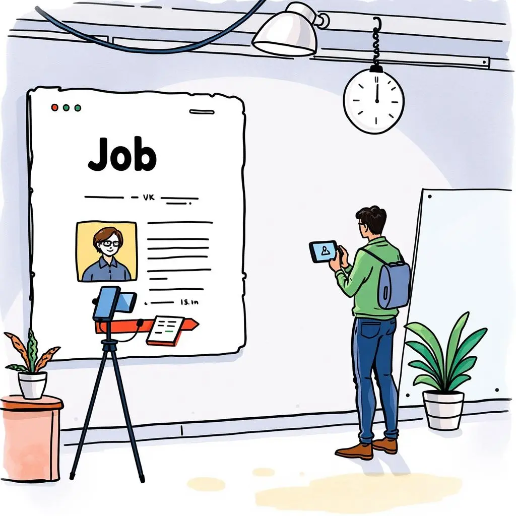 Job candidate tracker: Track and record application interactions 1 Job candidate tracker illustration of a recruiter viewing candidate details on a tablet