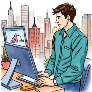 A professional analyzing lead source performance on a computer screen.