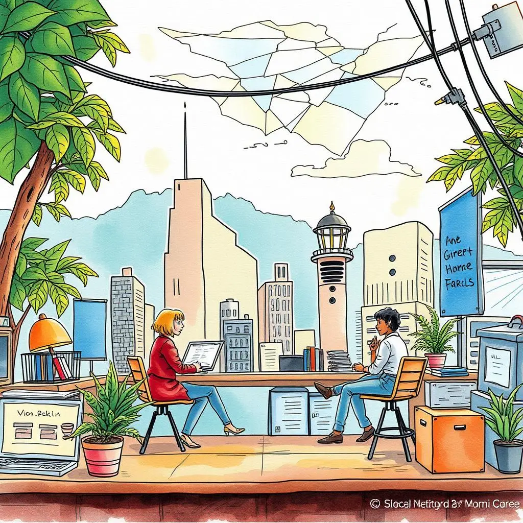 Niche market explorer: Uncover specialized customer segments 1 Two professionals collaborating in a modern workspace with cityscape backdrop.