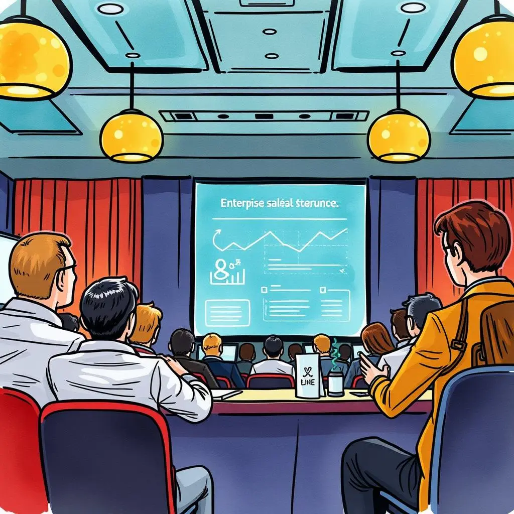Trade show lead tracker: Organize and summarize potential leads from events 1 Potential leads are being presented during a trade show event in a professional setting.