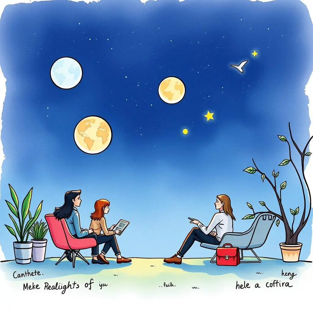 Training effectiveness optimizer: Optimize programs based on collected feedback 1 Two professionals discuss training feedback under a starry sky, symbolizing growth.