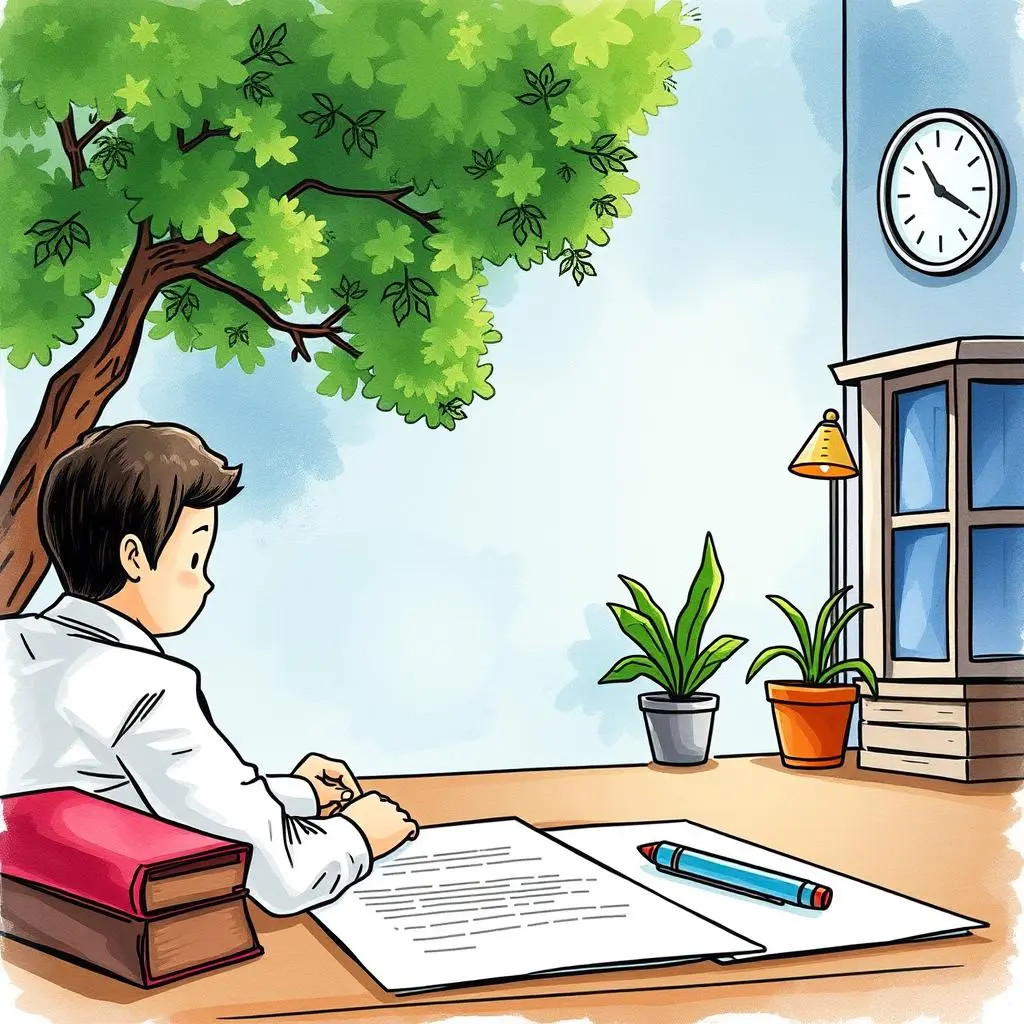 Lease obligations clarifier: Clarify tenant and landlord obligations 1 A focused individual sits at a desk, reviewing lease obligations documents amidst a serene workspace.