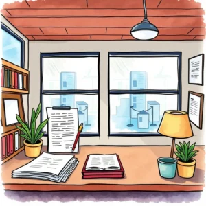 A workspace featuring lease documents and office supplies, ideal for lease management activities.