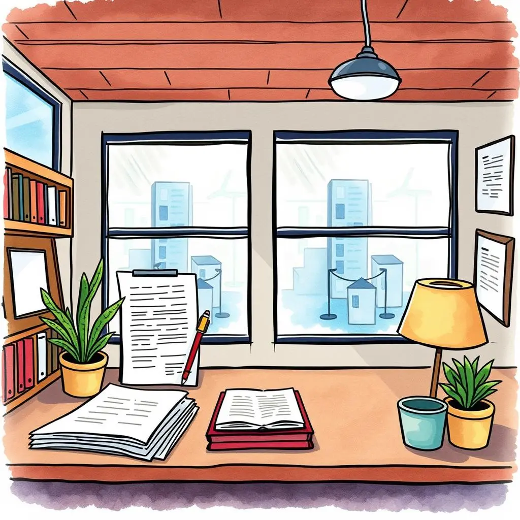 Lease timeline generator: Visualize lease expiration schedules effectively 1 A workspace featuring lease documents and office supplies, ideal for lease management activities.