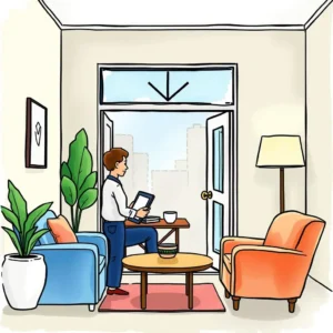 A professional analyzing lease termination details in a well-furnished living space.
