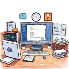 A digital workspace featuring a computer displaying the Incident Alert Creator tool for log analysis.