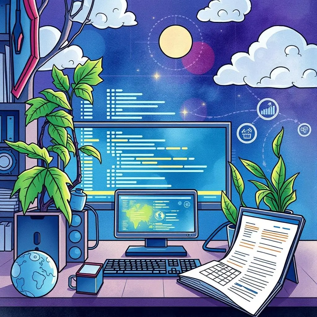 Incident report generator: Create detailed reports from log entries 1 Detailed and colorful workspace featuring tech elements for incident report generation.