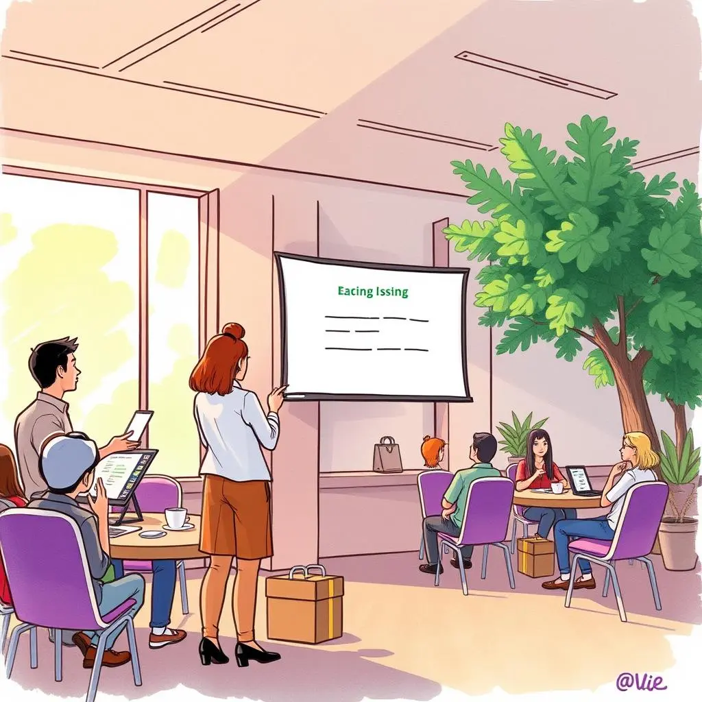 Attendance follow-up creator: Send attendance confirmation follow-ups 1 A group of professionals attending a meeting with a presentation on attendance follow-ups.