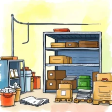 Incident Reporting Template in a clean, organized storage area with various containers and paperwork.