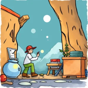 A person in a hard hat optimizing tasks in a tech environment.
