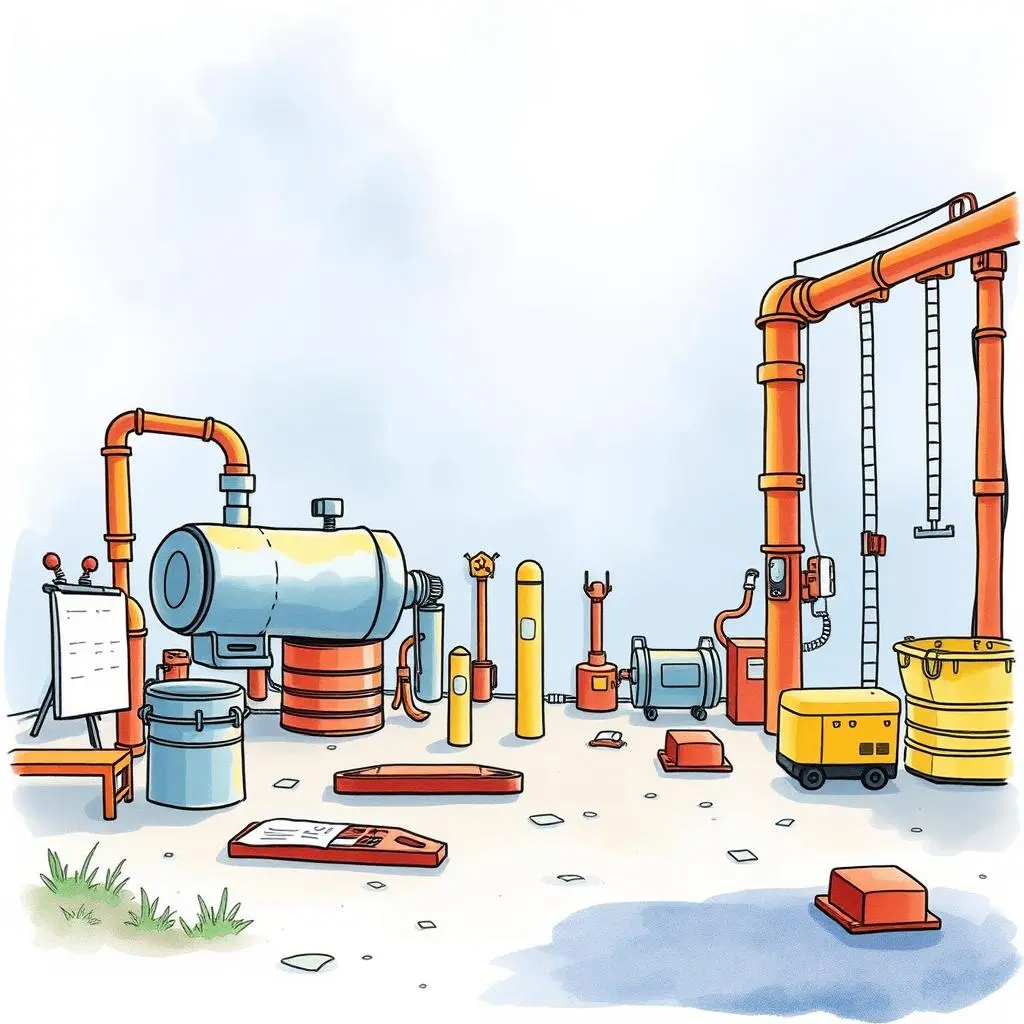 Inspection log creator: Automatically format logs for equipment inspections 1 Industrial scene depicting equipment and tools for maintenance inspections in a supply chain setting