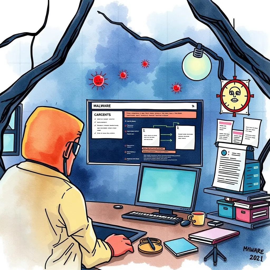 Threat sample identifier: Classify and label malware sample reports 1 A malware analyst reviewing sample reports on a computer screen.