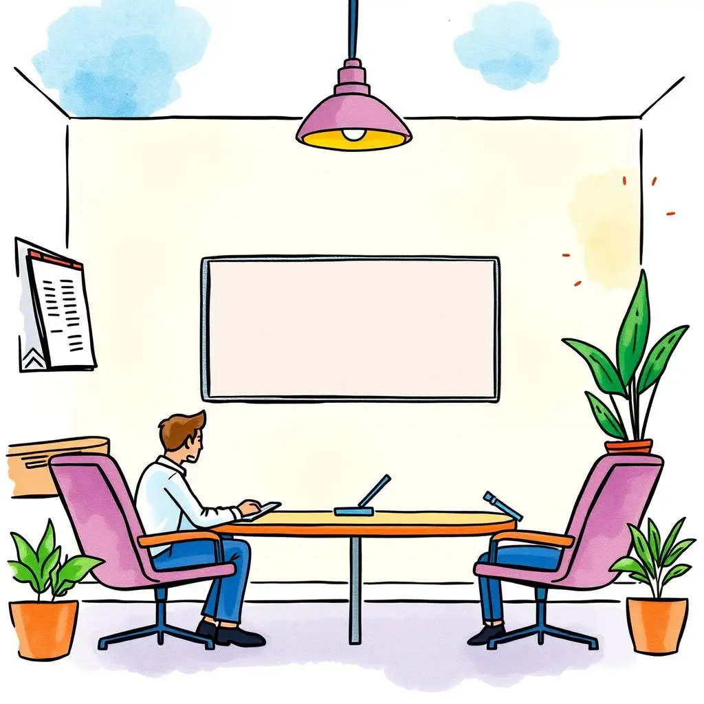 Swift agenda maker: Quickly design concise meeting agendas 1 Professional meeting room with a person preparing agendas at a table.