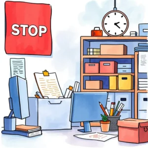 Supplies Order Formatter tool showcased on a cluttered office desk with organization items.