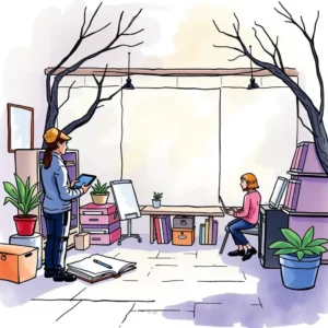 Insight summary generator: Generate concise insights based on text entries 6 A creative workspace featuring a woman with a tablet and another with a laptop, symbolizing collaboration in research