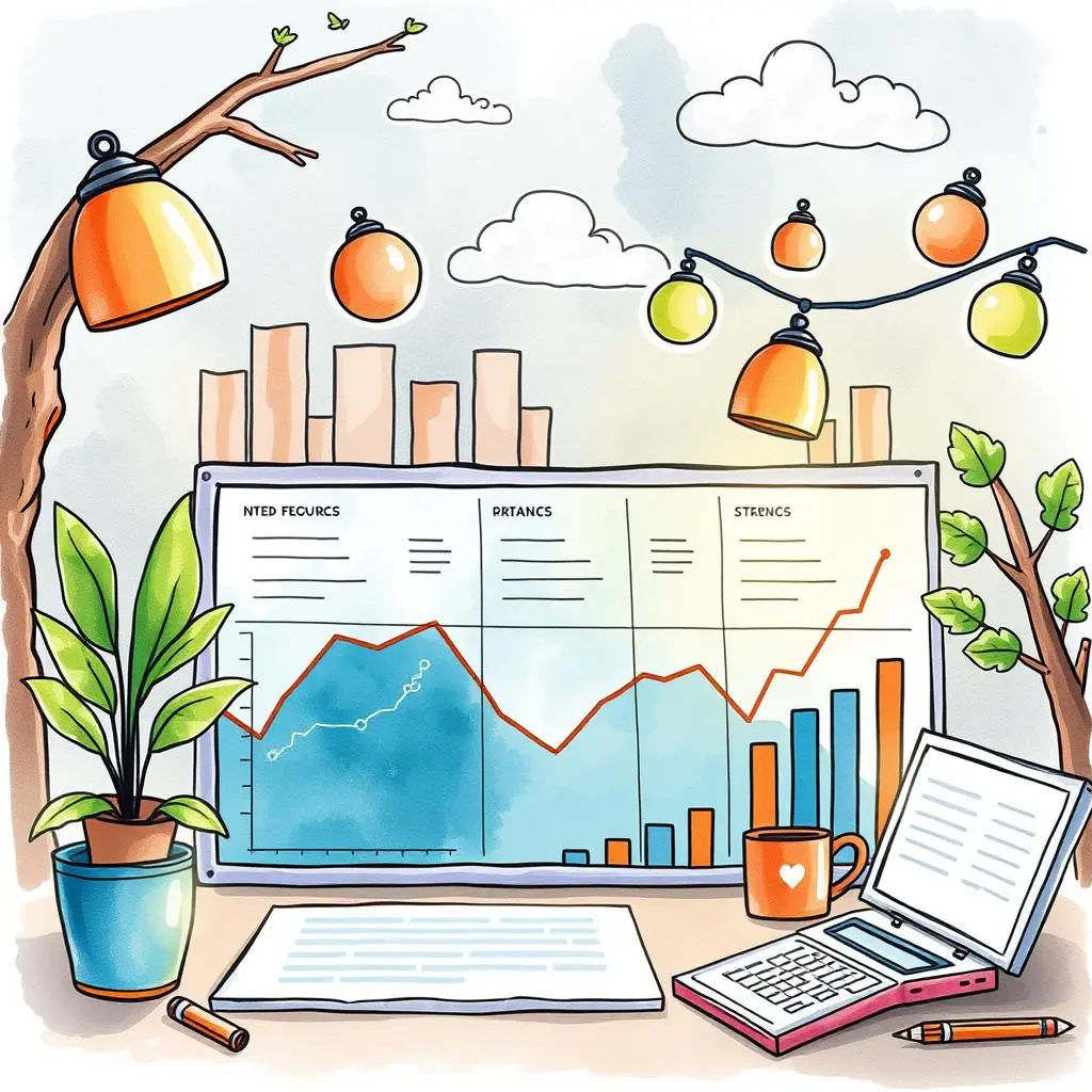 Market data segment analyzer: Analyze and categorize market data segments 1 A vibrant workspace with market data charts and analysis tools for research tasks.
