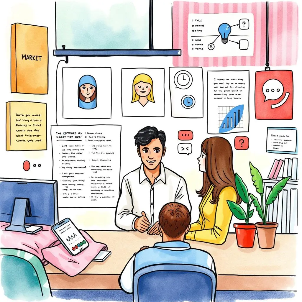 Market segment mapper: Visualize and describe customer segments clearly 1 Marketing team collaborating on customer segment visualization and insights.